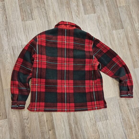 Vtg Liz Claiborne Fleece Shacket Womens M Plaid Jacket Cabincore Cottage Red Grn - Picture 5 of 8